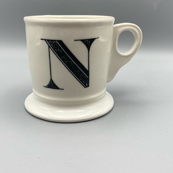 Anthropologie Monogram Letter N Name Initial 12 oz Coffee Mug Tea Shaving Cup - Picture 2 of 9